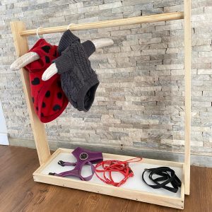 Perchero de Madera para Accesorios de Mascotas