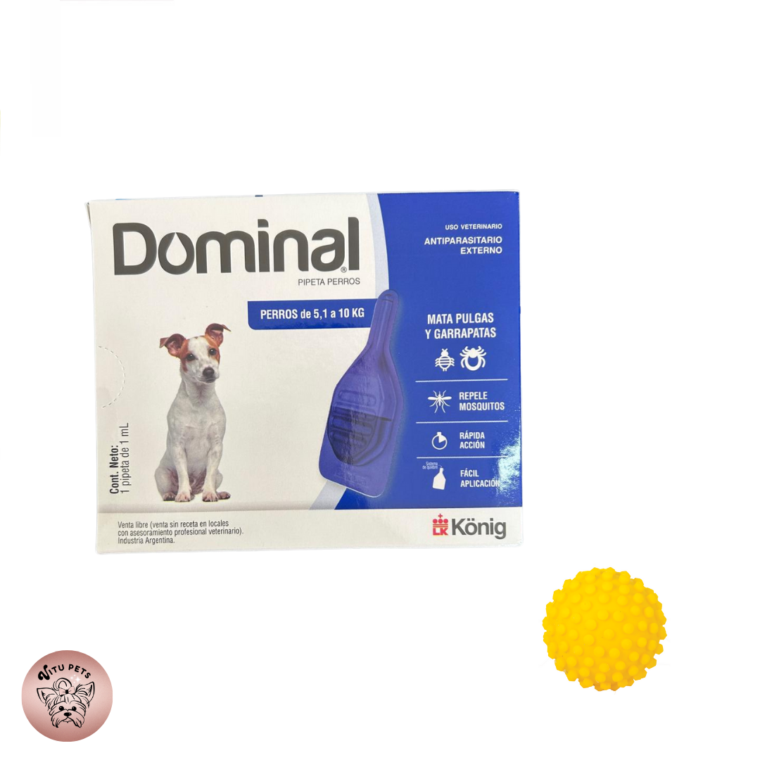 Pipeta Dominal anti-pulgas para perros de 5 a 10kg + pelota de regalo