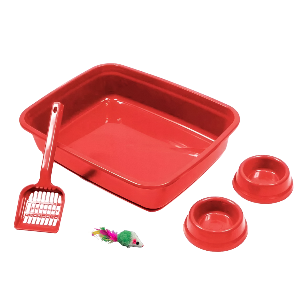 Kit 4 piezas bandeja sanitaria para gato + ratón de regalo