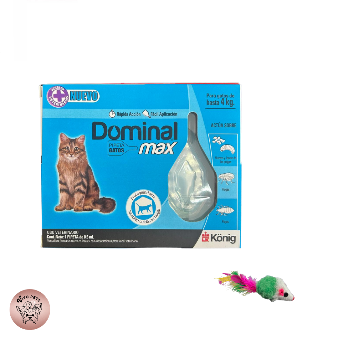 Pipeta Dominal max anti-pulgas para gatos de hasta 4kg + ratón de regalo