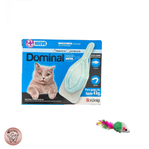 Pipeta Dominal anti-pulgas para gato hasta 4kg + ratón con plumas de regalo