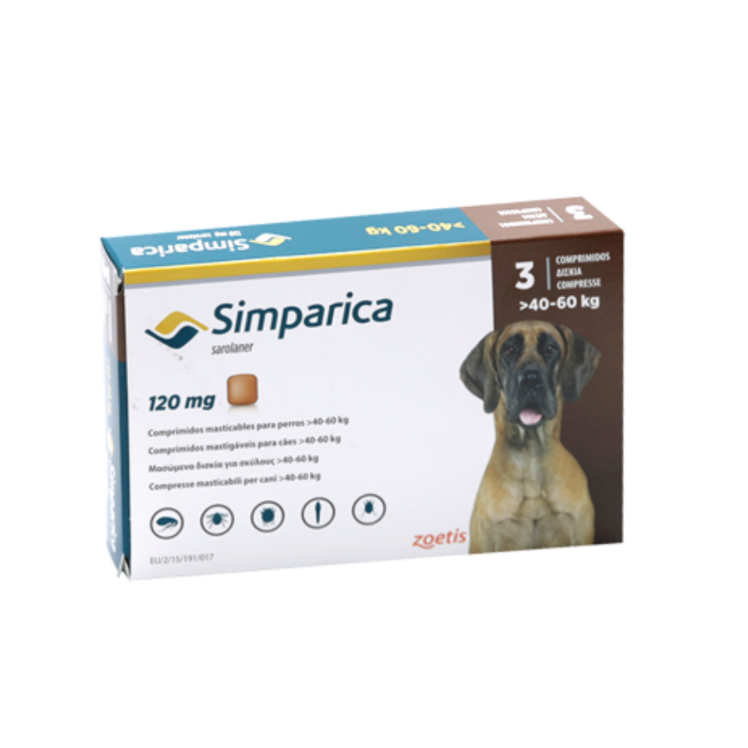 Antiparasitario Simparica para perros de 40-60 kg X 3